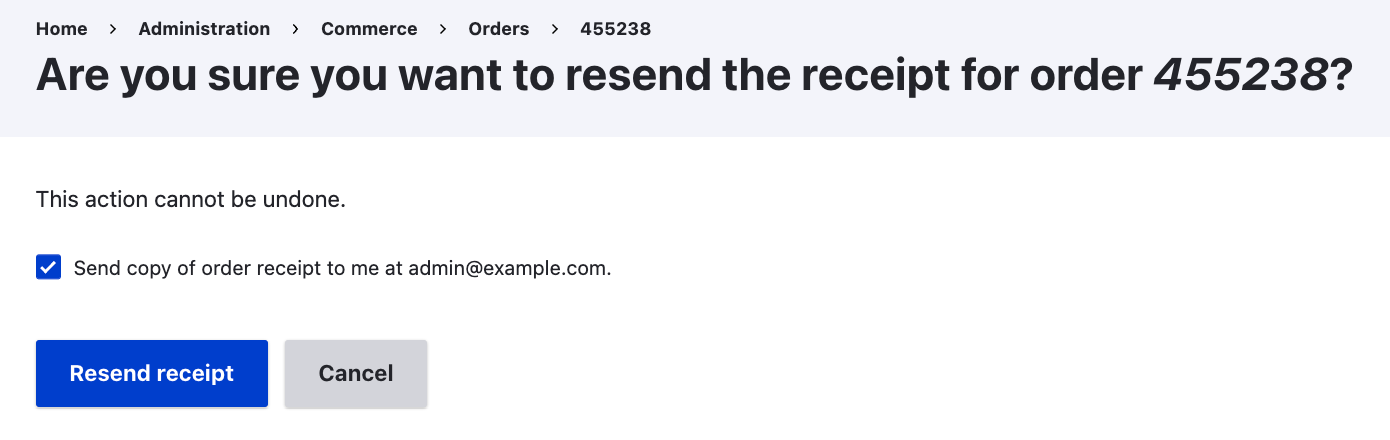 Order receipt resend confirmation form