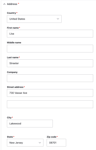 Modified address form